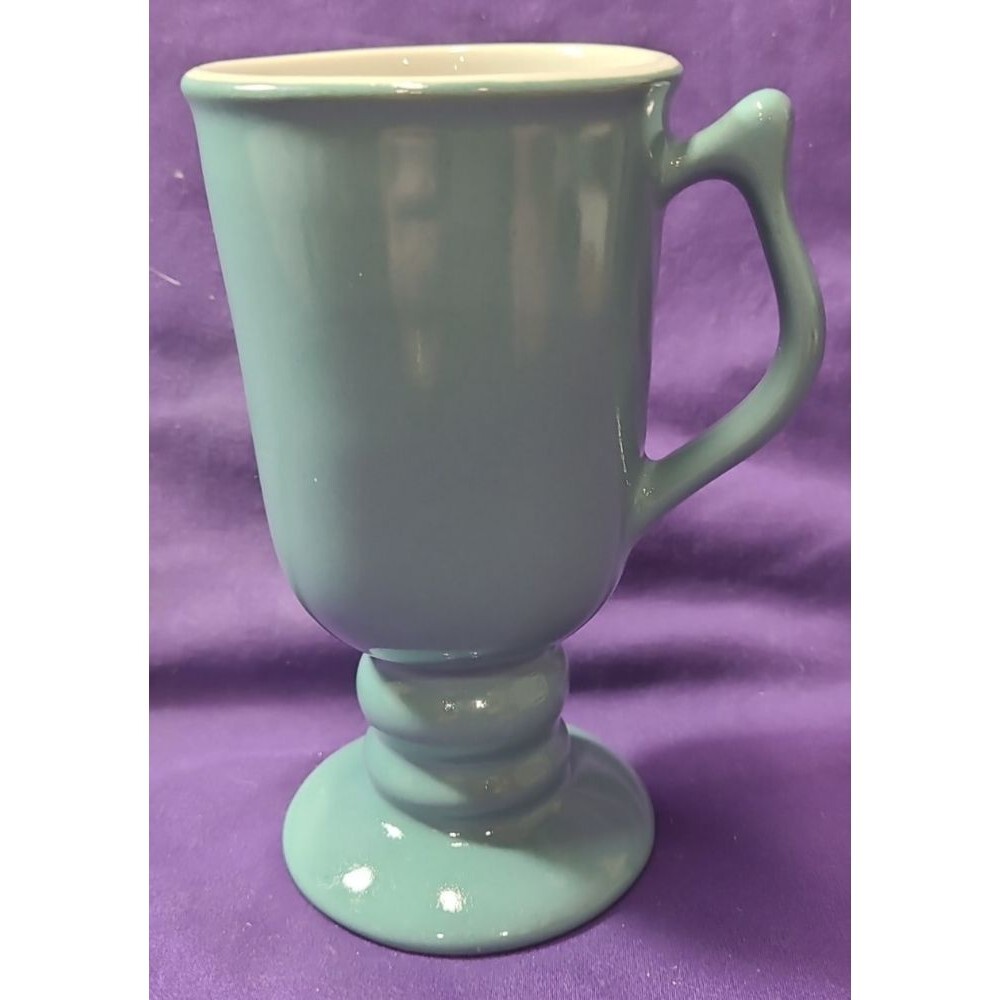 VTG 60s/70s Hall 1272 Pottery Irish coffee pedestal mug blue/green color